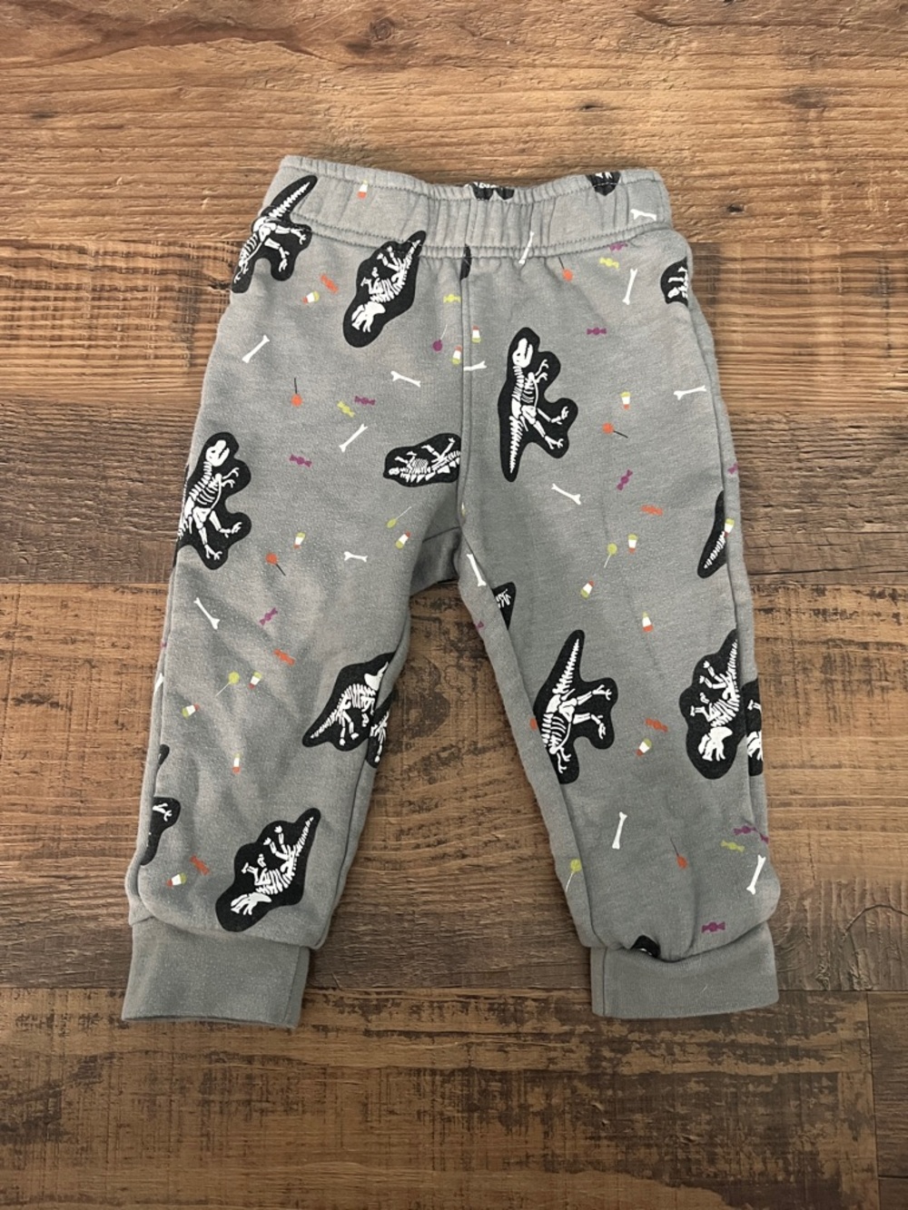 Kids Grey Dino Skeleton Jogger Pants